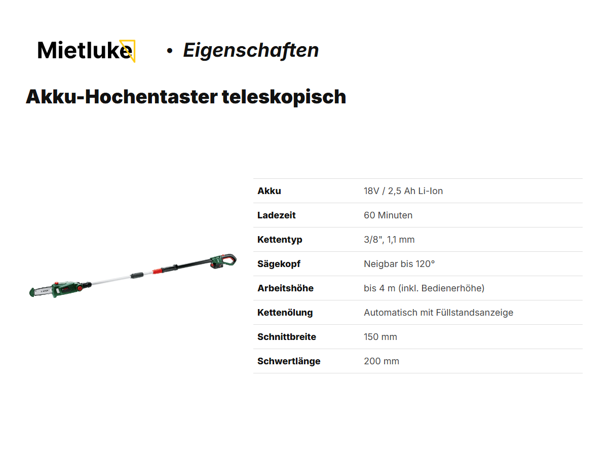 Akku-Hochentaster teleskopisch mieten - ab 25 mieten in Berlin – 2