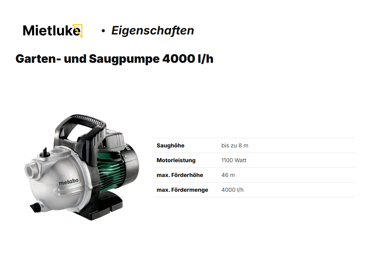 Garten- und Saugpumpe 4000 l/h mieten - ab 4 mieten in Berlin – 2