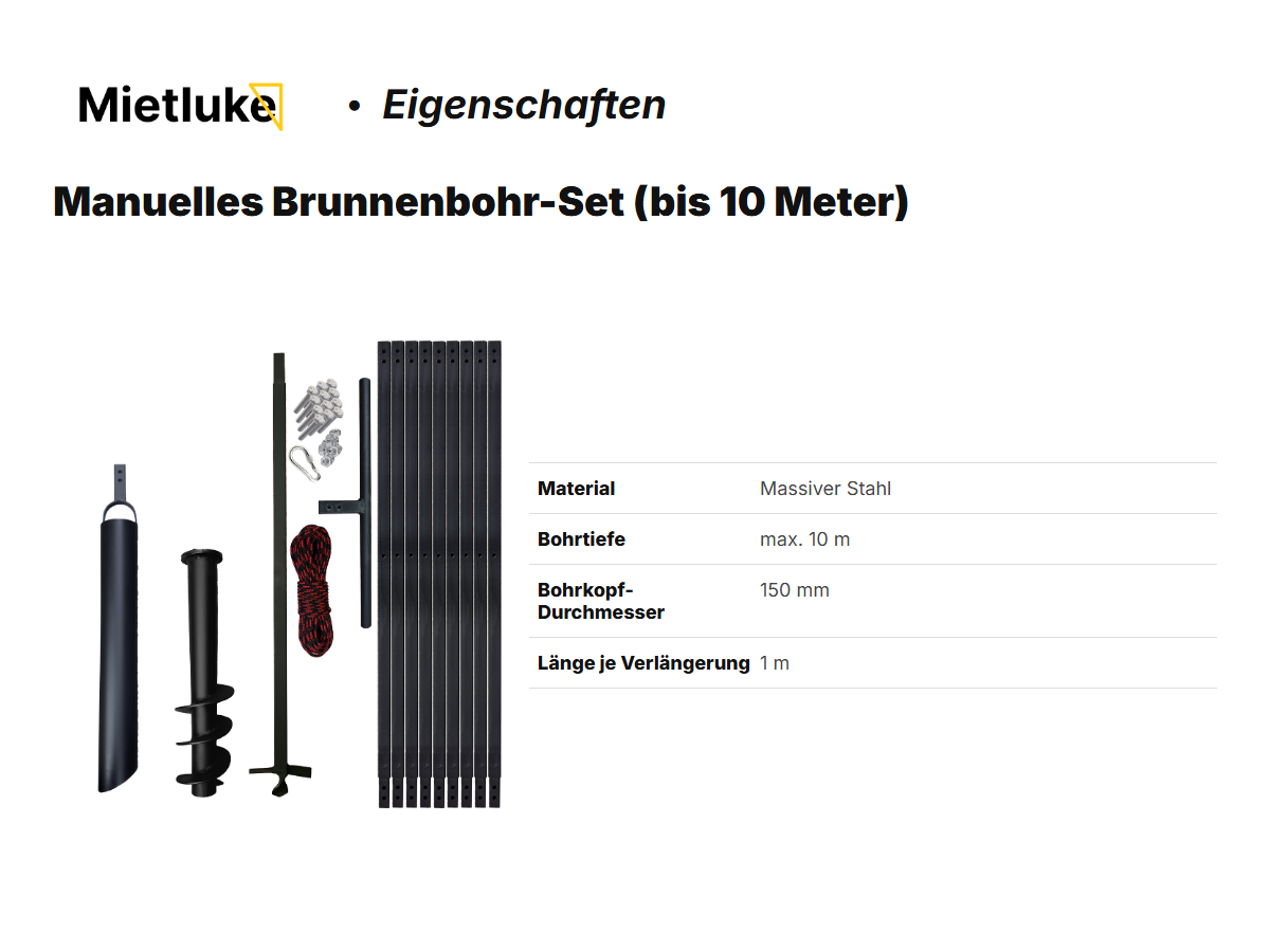 Manuelles Brunnenbohr-Set (bis 10 Meter) mieten - ab 10 mieten in Berlin – 2