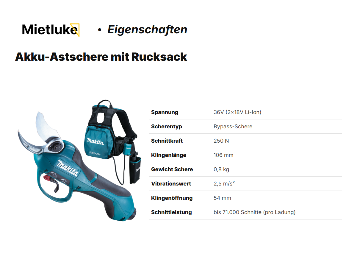 Akku-Astschere mit Rucksack mieten - ab 24 mieten in Berlin – 2