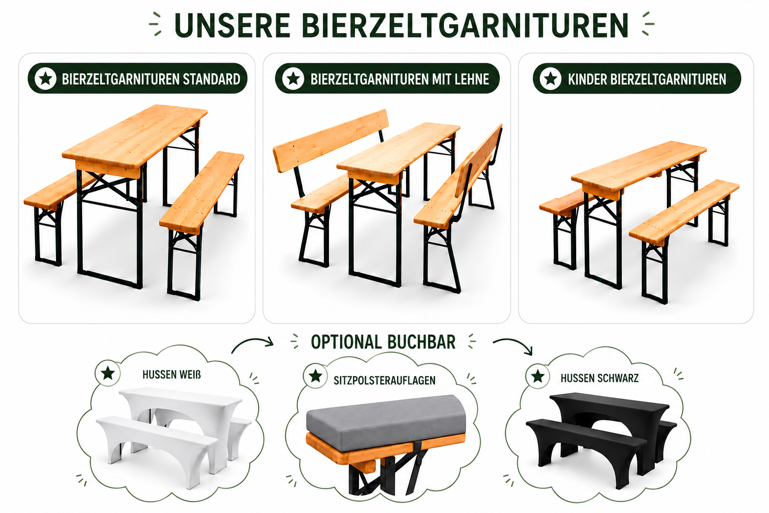 Bierzeltgarnitur, Bierzeltgarnitur mit Lehne oder Kinderbierzeltgarnit mieten in Berlin