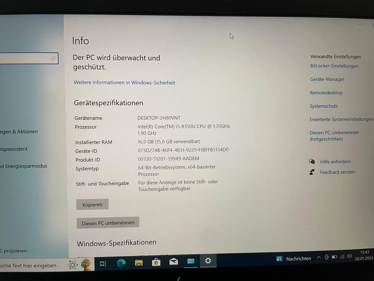 Business Notebook mit 14" Display mieten in Augsburg (Bay) – 256GB – Thumbnail 6