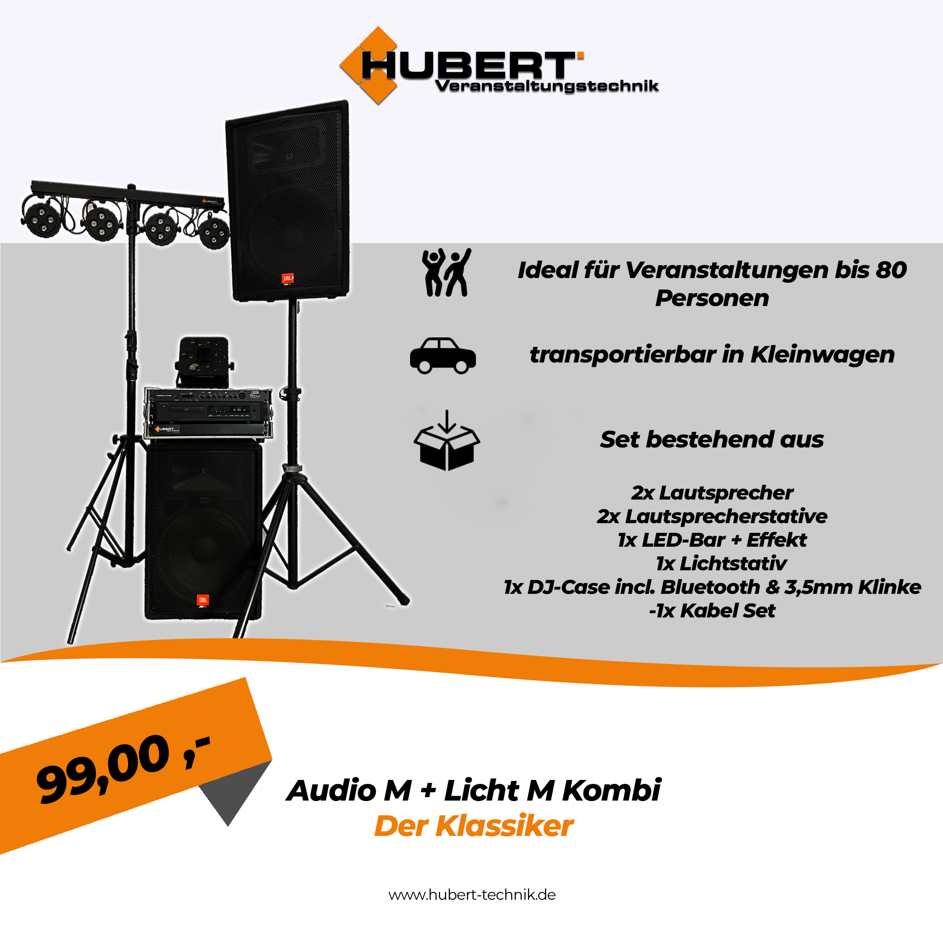 Party Musikanlage / Lichtanlage (ohne DJ) - Audio/Licht M mieten in Großenkneten – 1000