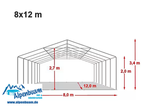 Partyzelt 8x12m mieten in Habach – 800x600x300cm – 3