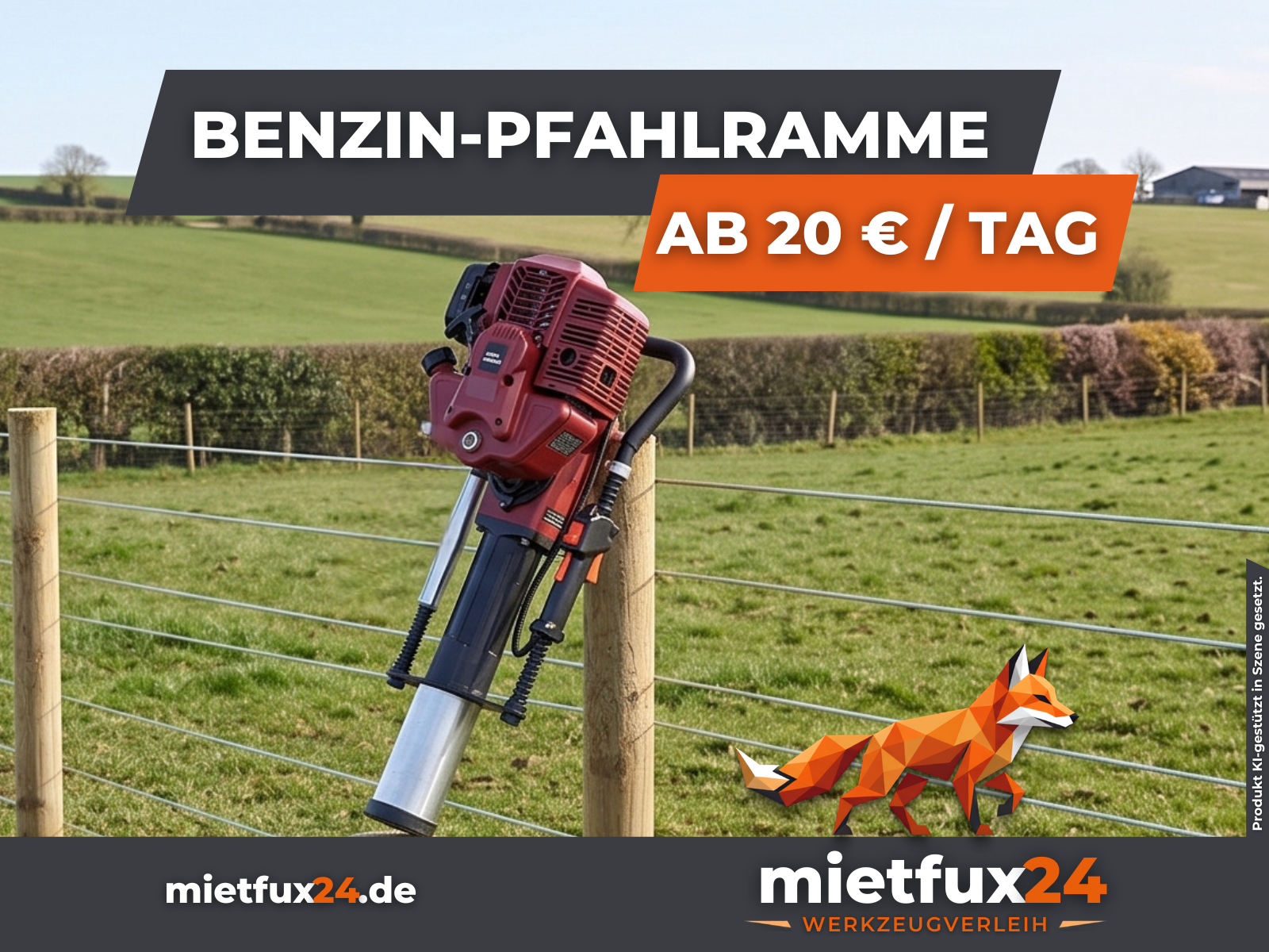 Benzin Pfahlramme / Rammgerät (52cc / 1500W) mieten in Heiligenhaus
