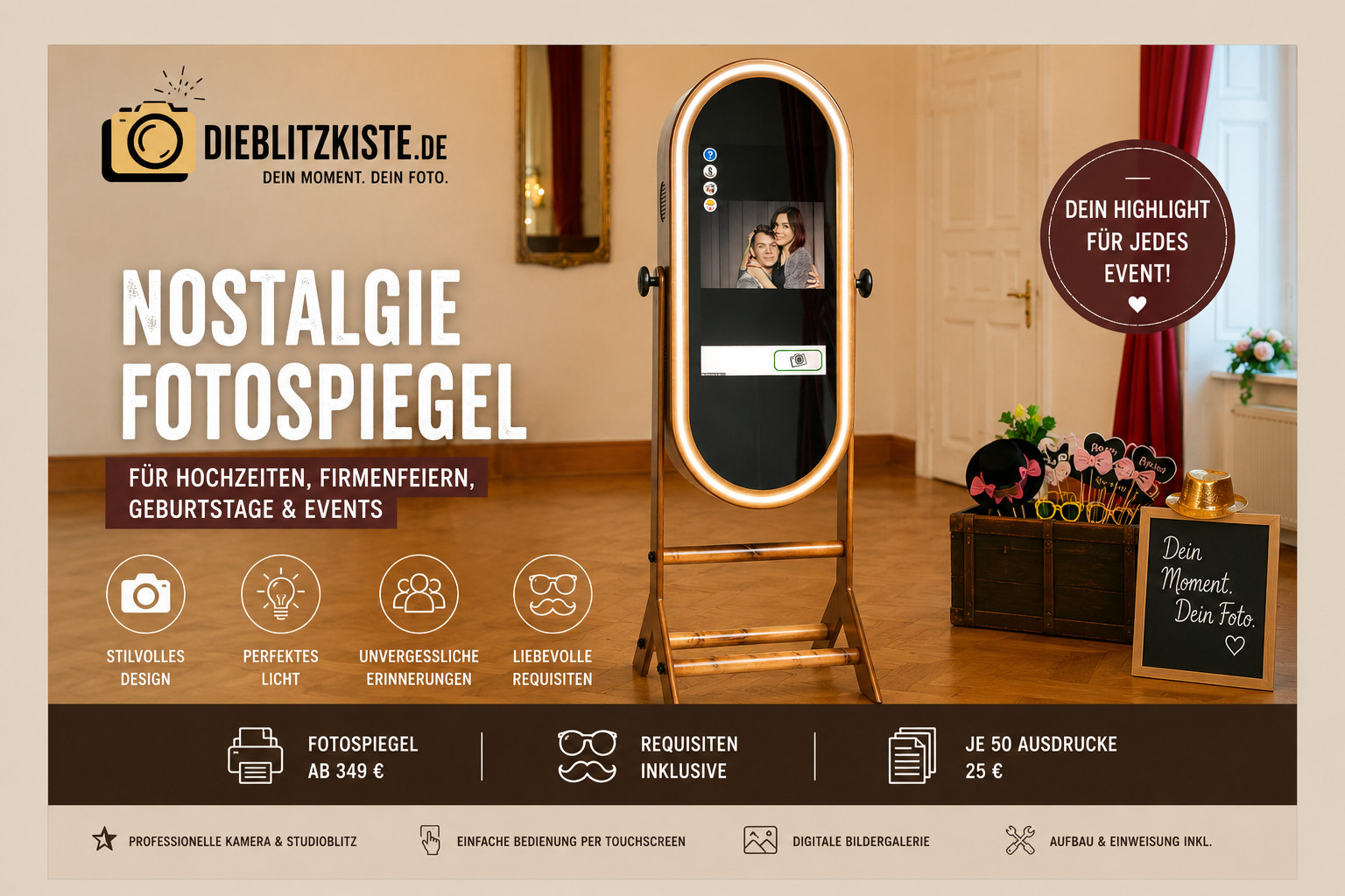 Nostalgie Fotospiegel mieten (ab € 349) mieten in Dresden