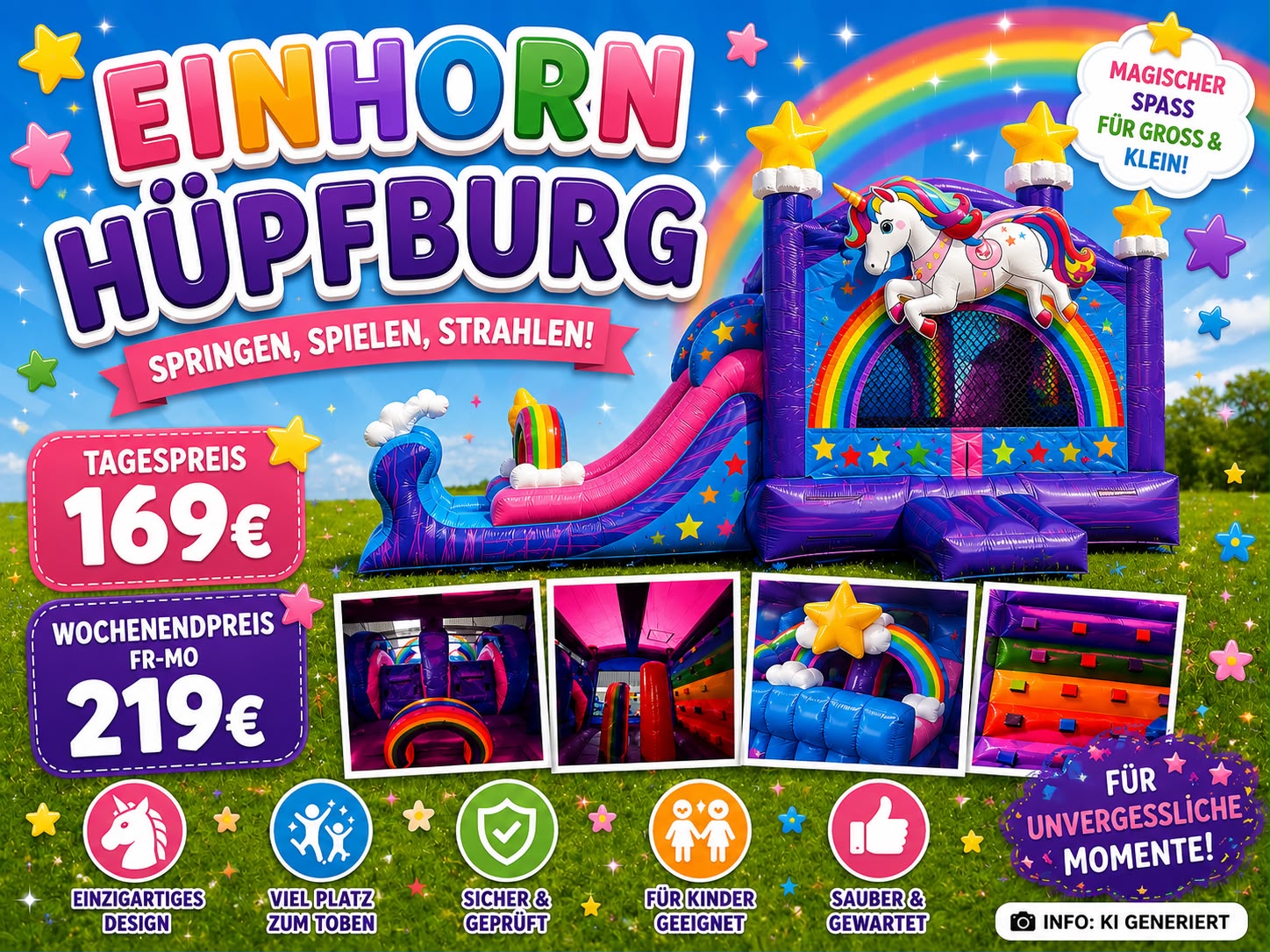 Hüpfburg Einhorn mieten in Seelow – Ohne Personal