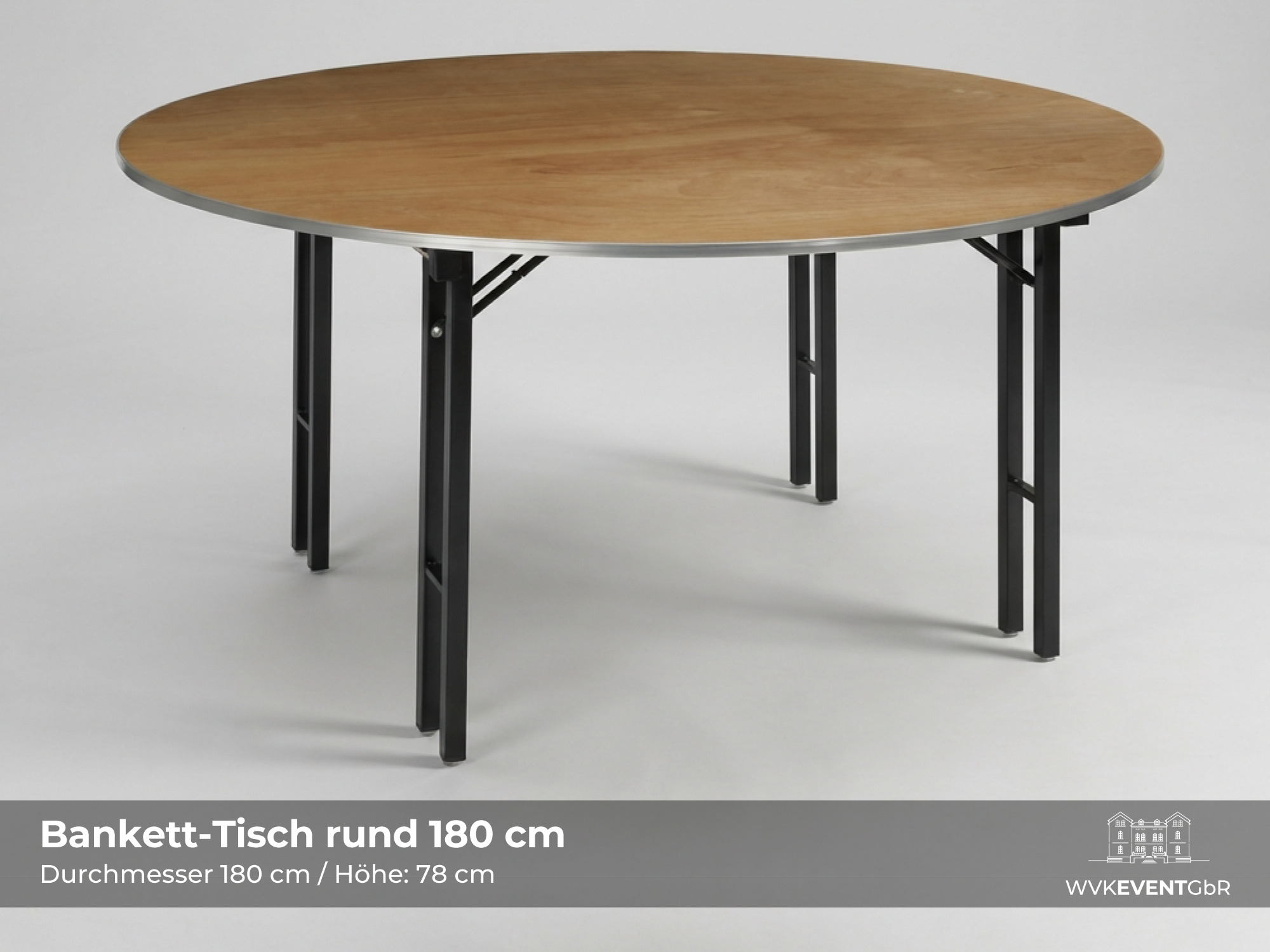 Bankett-Tisch rund Ø 183 cm mieten in Siegen – Durchmesser 180cm
