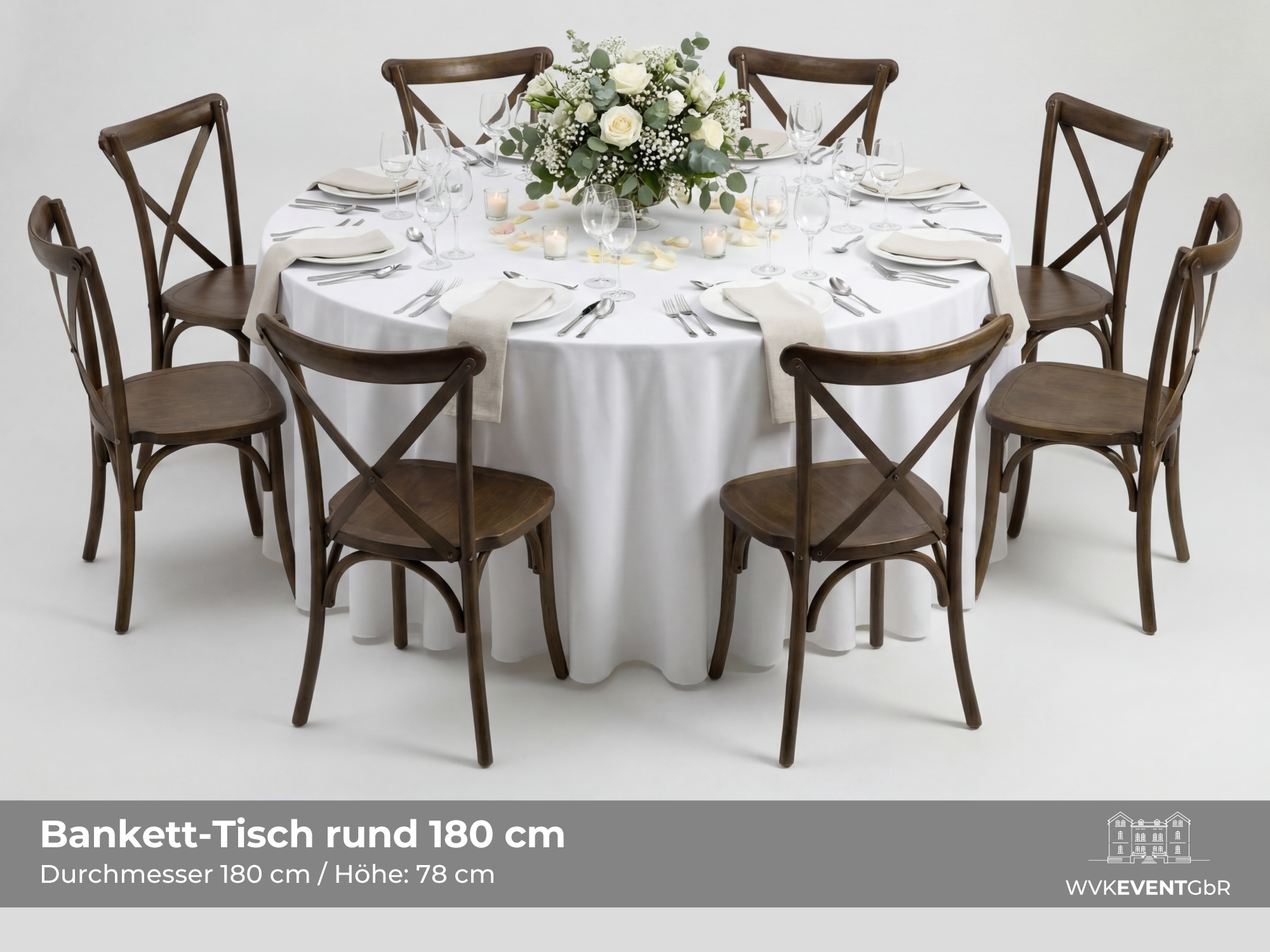 Bankett-Tisch rund Ø 183 cm mieten in Siegen – Durchmesser 180cm – 2
