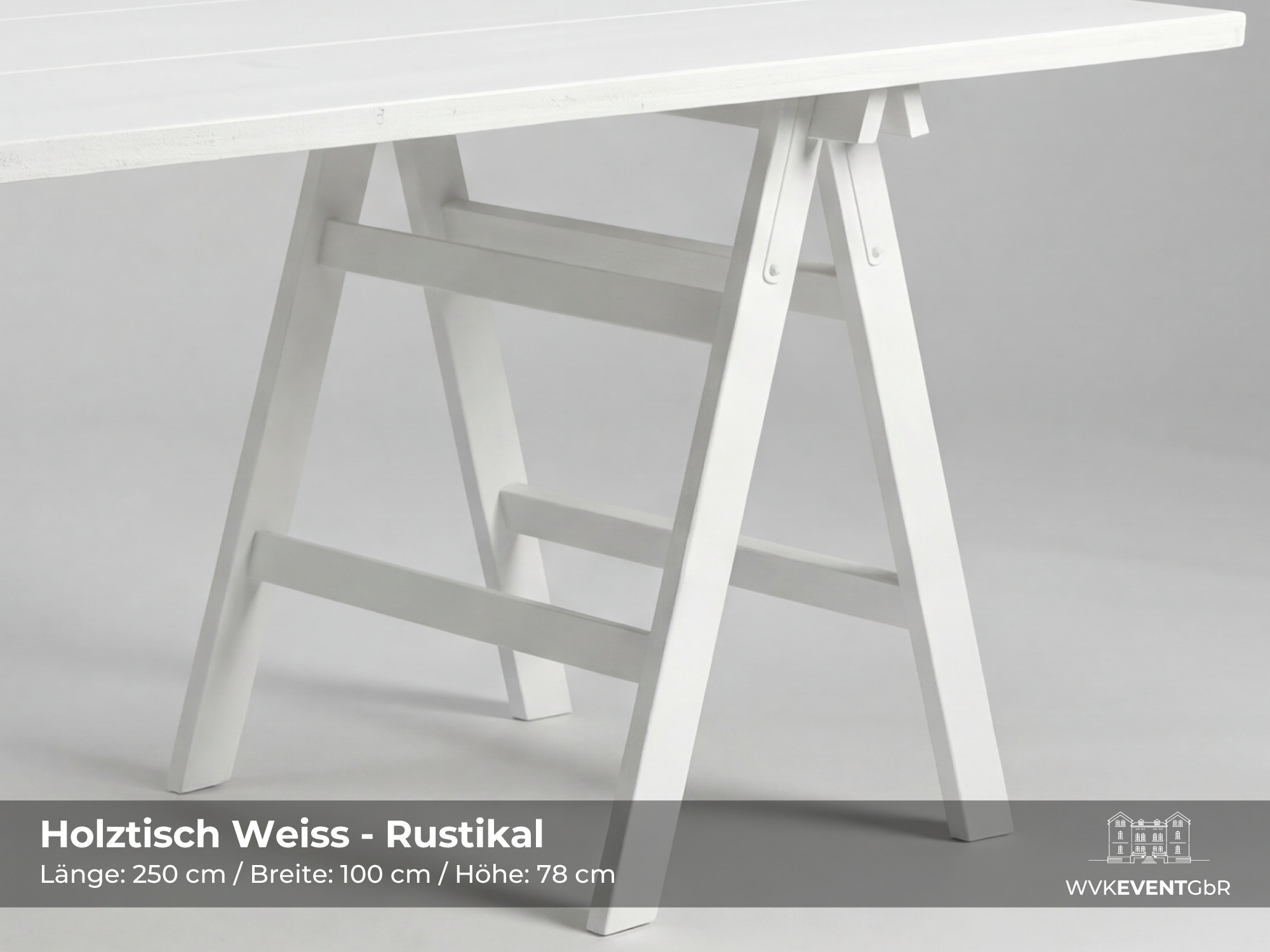 Holztisch Weiss - Rustikal / Boho Style mieten in Siegen – 200x100x78 – 3