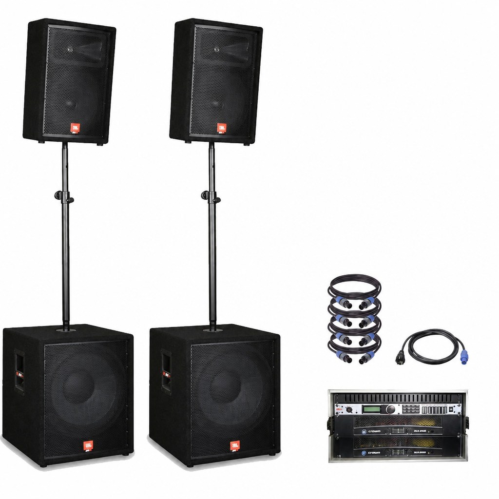 Party Musikanlage JBL CROWN DBX 18" Bässe 12" Tops mieten in Frankfurt am Main