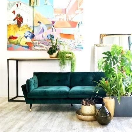 Samtsofa, Dunkelgrün (206x85x89) mieten in Berlin