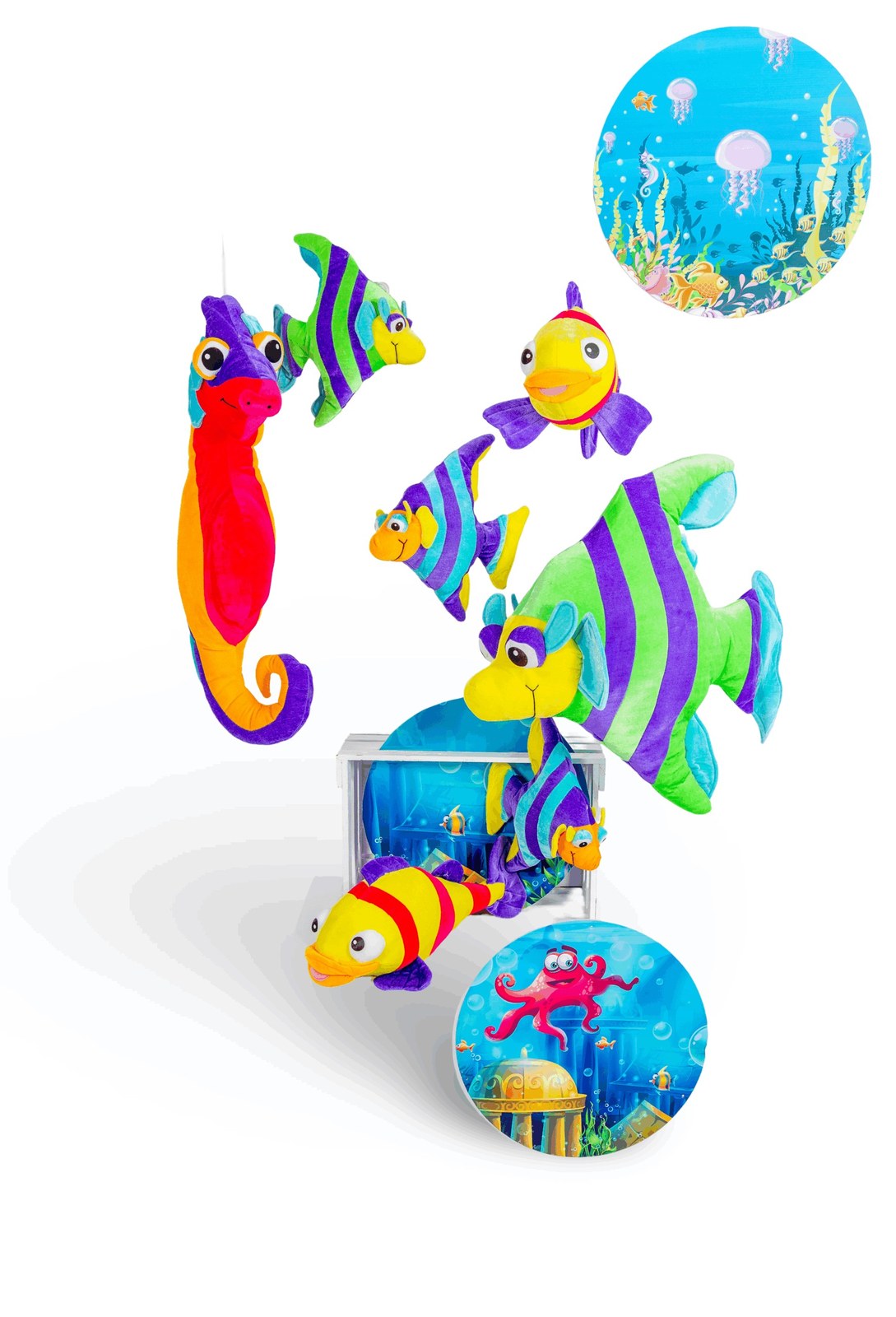 Set aus verschiedenen Plüschfischen mieten in Berlin – Eventtechnik – 3