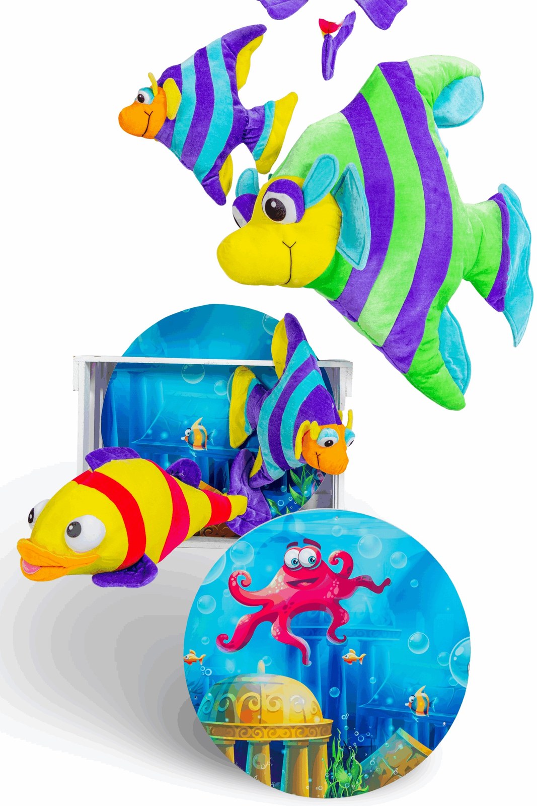 Set aus verschiedenen Plüschfischen mieten in Berlin – Eventtechnik – 2