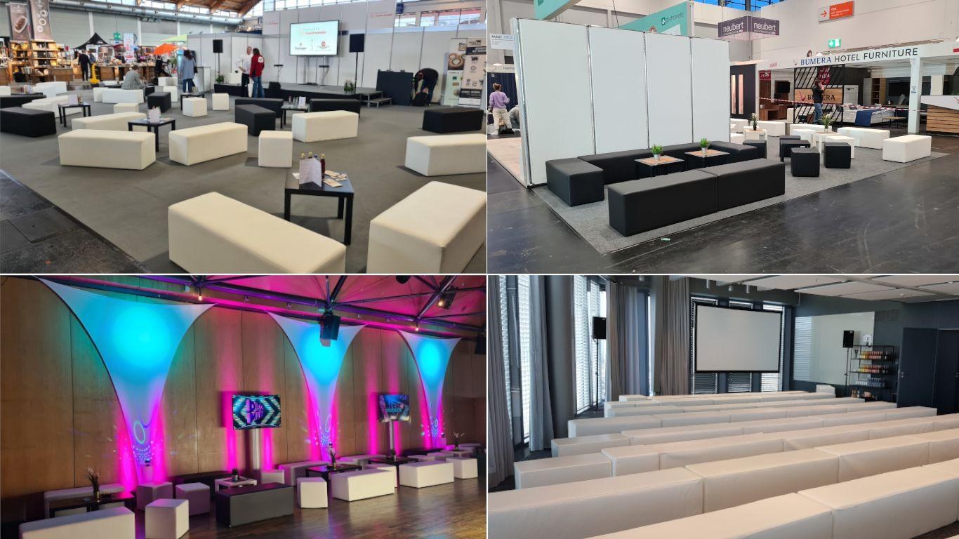 Loungemöbel Set, Sitzbank, Sitzwürfel, Loungetisch mieten in Neunkirchen am Sand