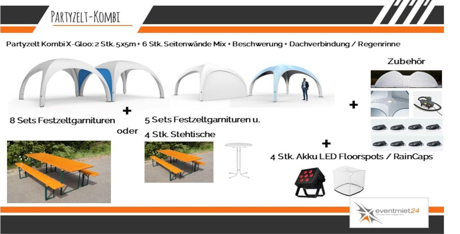 Partyzelt, Event Pavillon Zelte Sonnenschutz, X-Gloo Doms inkl. Aussta mieten