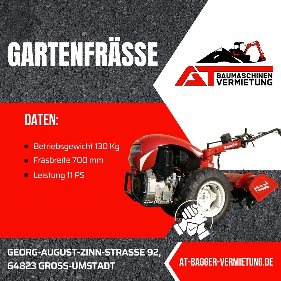 Gartenfräse Fräse Bodenfräse mieten bei AT Baumaschinen Vermietung