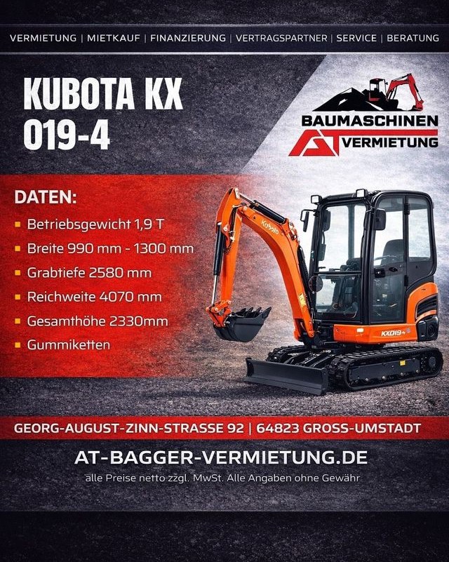 Bagger Minibagger Baumaschinen Anmieten mieten in Groß-Umstadt