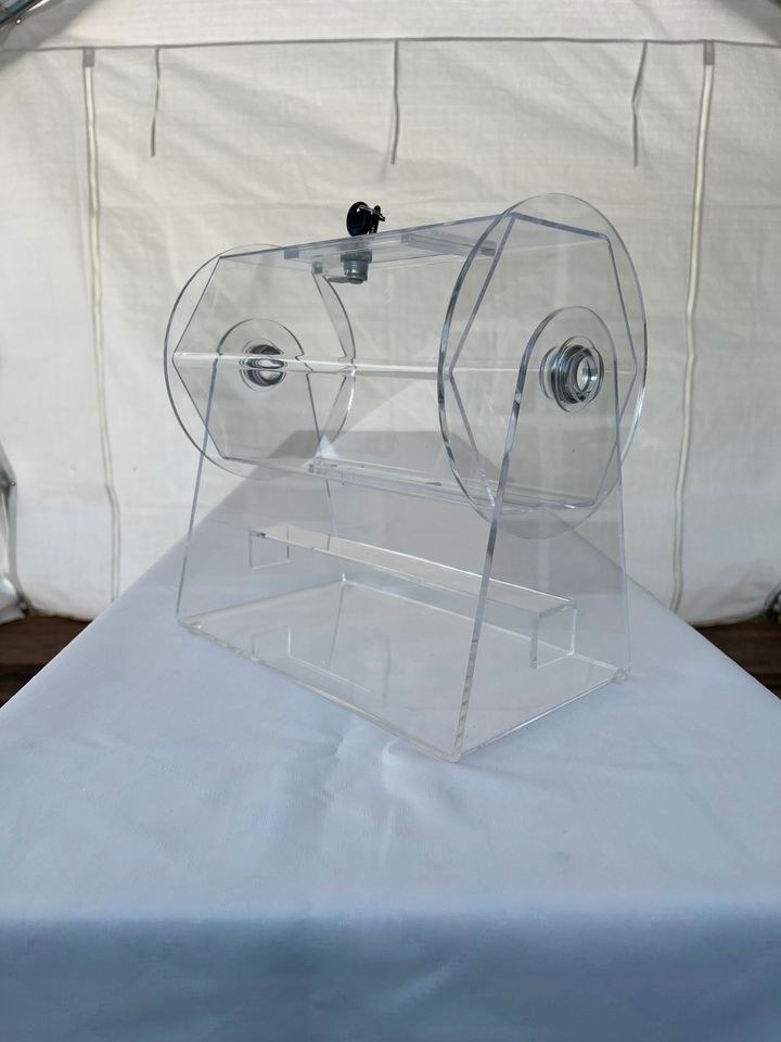 Transparente Lostrommel Tombola N Spiel Kinder mieten bei Alex Events