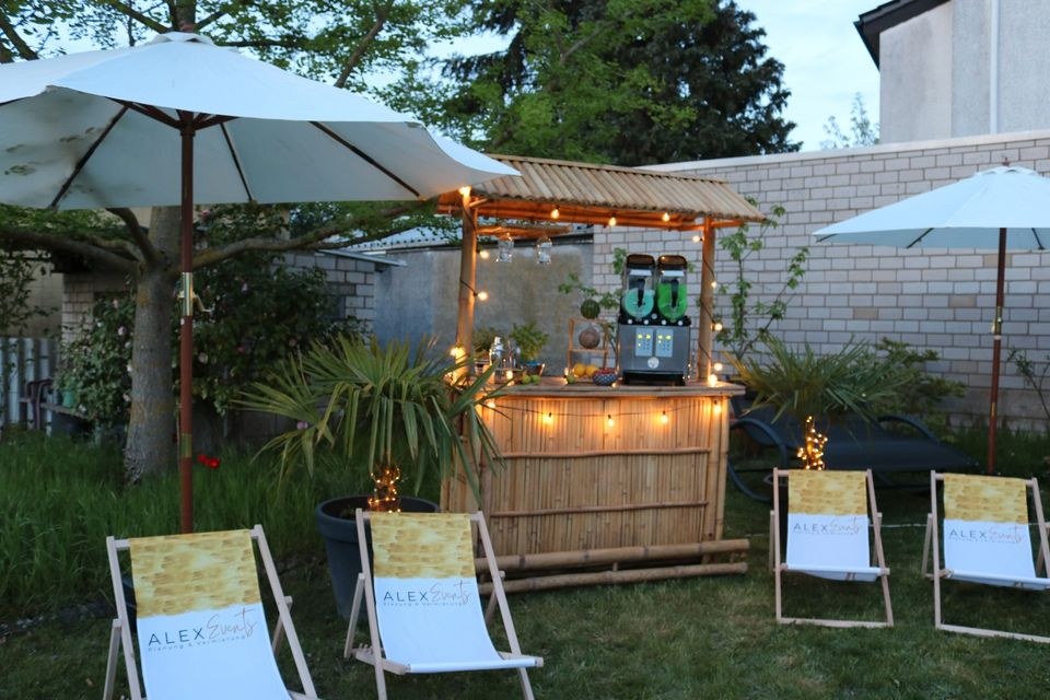 Große Cocktailbar Theke Dach N mieten bei Alex Events – mobile Bar