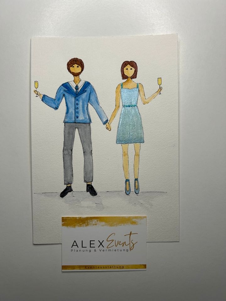 Live Wedding Painting Karikaturen Gastgeschenk mieten bei Alex Events – 3
