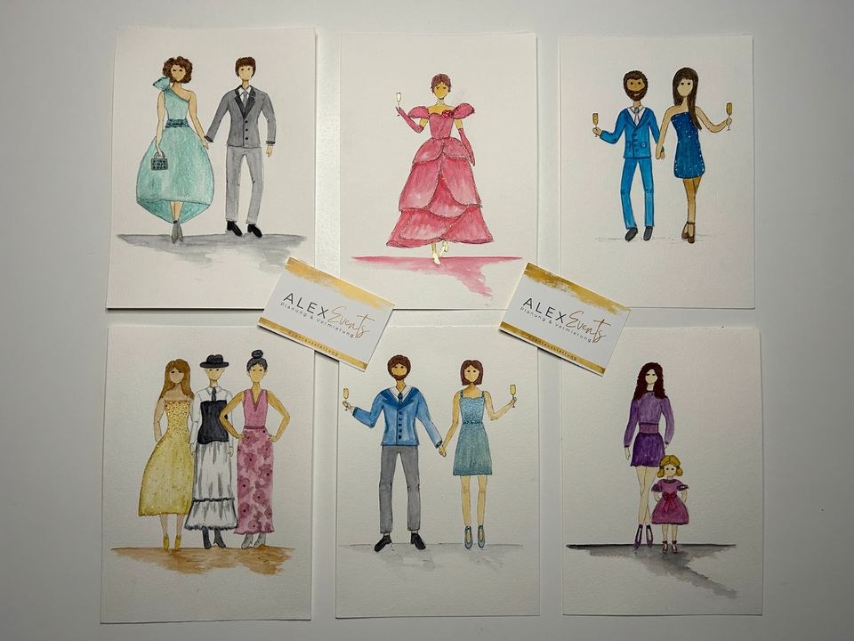 Live Wedding Painting Karikaturen Gastgeschenk mieten bei Alex Events