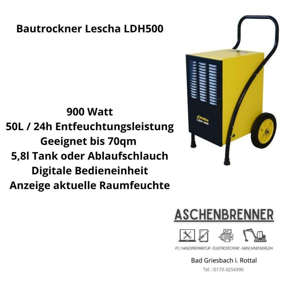 Bautrockner Luftentfeuchter mieten in Bad Griesbach im Rottal