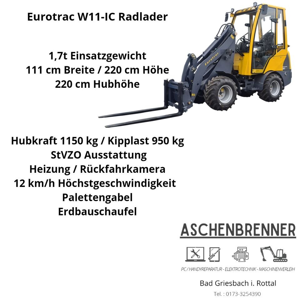Radlader Hoflader Minilader mieten in Bad Griesbach im Rottal