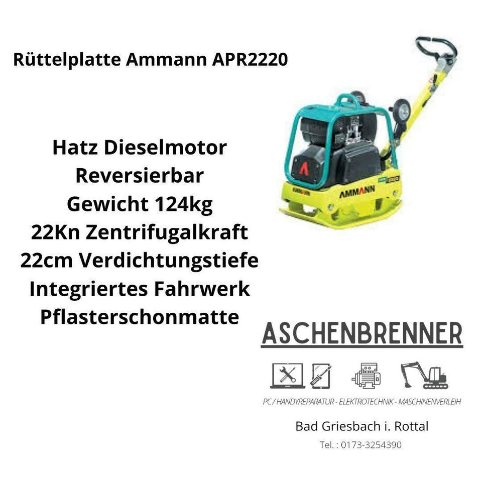 Rüttelplatte Verdichter Ammann mieten in Bad Griesbach im Rottal