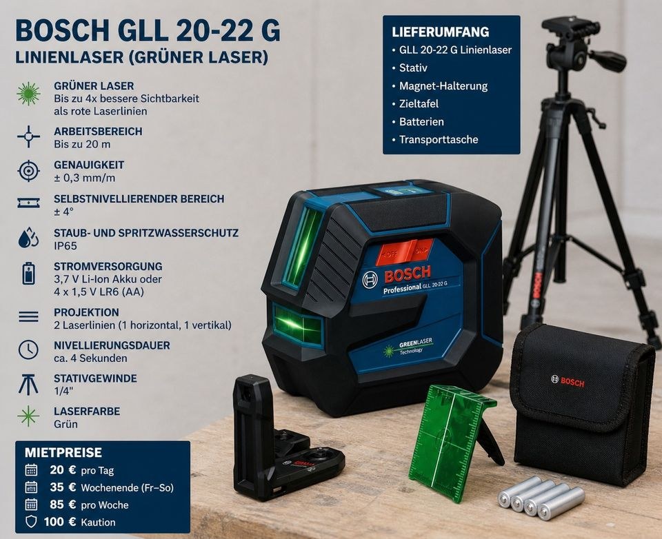 Linienlaser Bosch GLL 20 22 G inkl Stativ mieten bei BB-Rent – 3