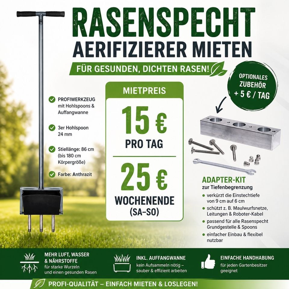 Rasenspecht Aerifizierer Profi Rasenlüfter mieten bei BB-Rent
