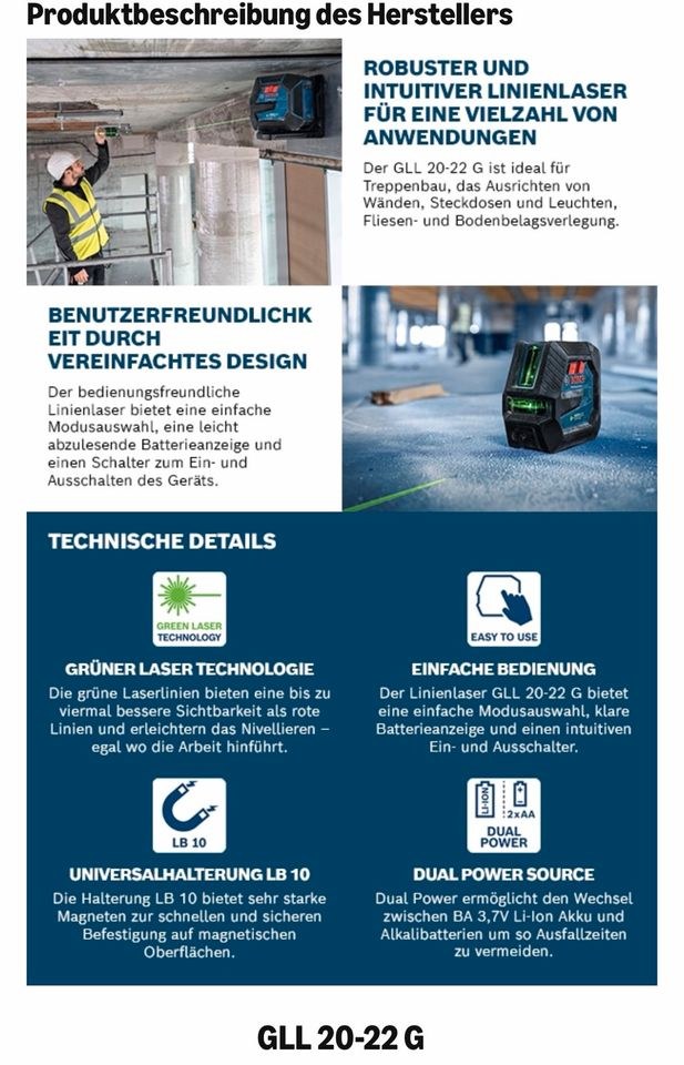 Linienlaser Bosch GLL 20 22 G inkl Stativ mieten bei BB-Rent – 2