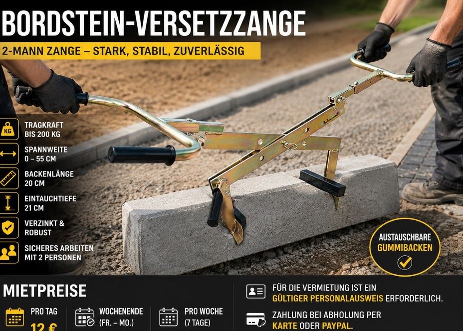 Bordsteinzange 200 kg Tragkraft blockstufen mieten bei BB-Rent