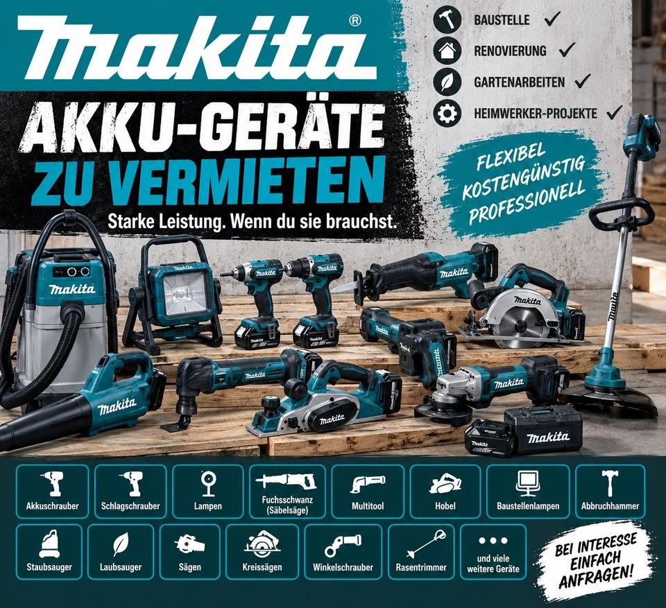 Makita Akku Geräte Werkzeug mieten bei BB-Rent