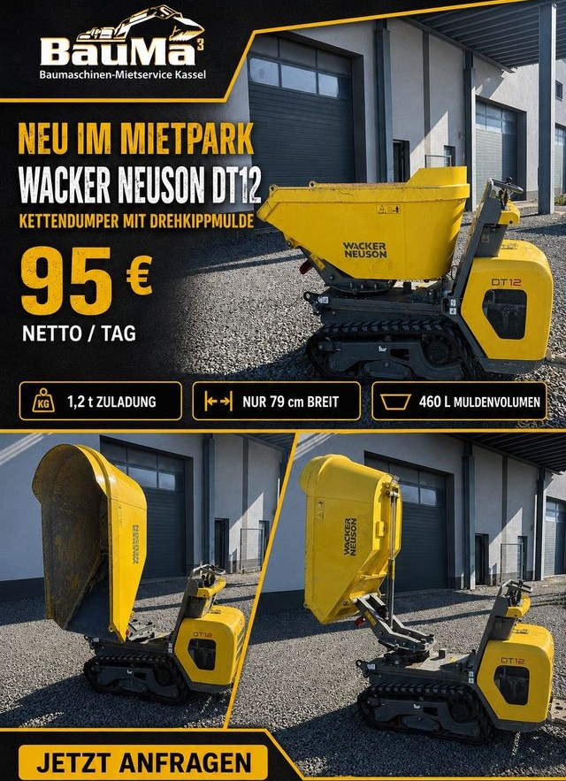 Wacker Neuson DT12 Kettendumper Dreh Kippmulde mieten bei BauMa³