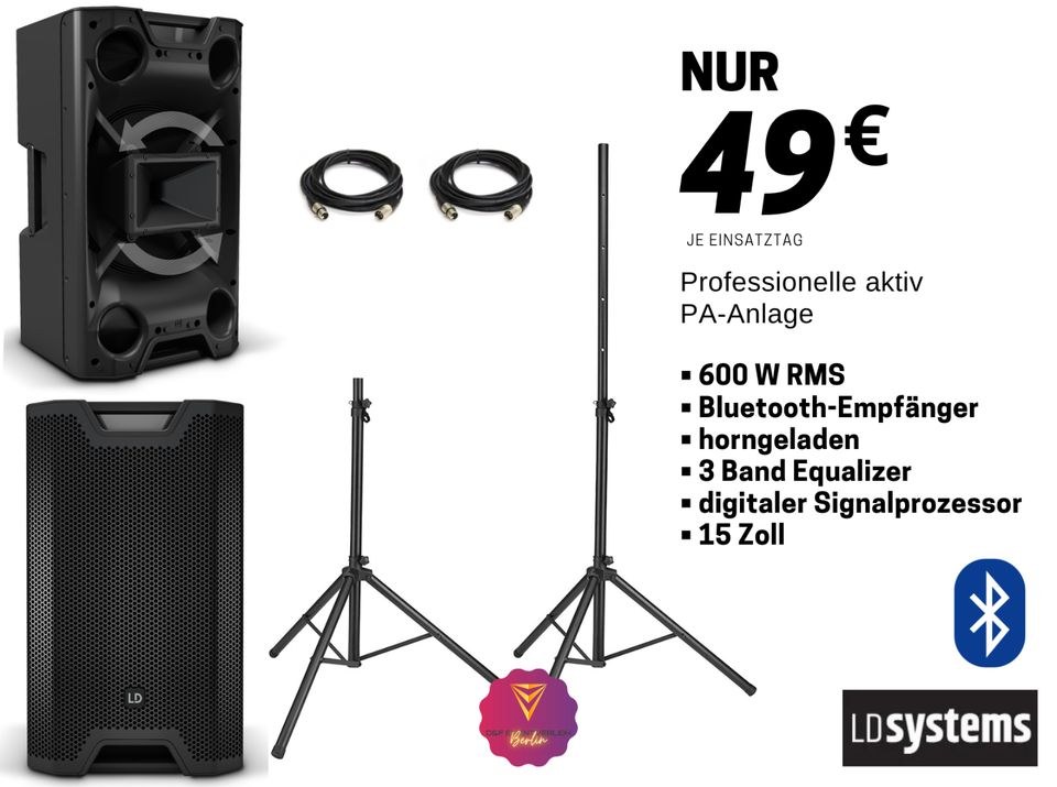 PA Boxen Musikanlage LD Systems 600 W RMS N mieten in Treptow