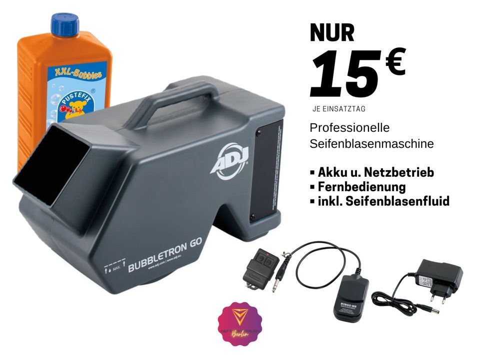 Akku Seifenblasenmaschine ADJ Bubbletron GO N mieten in Treptow
