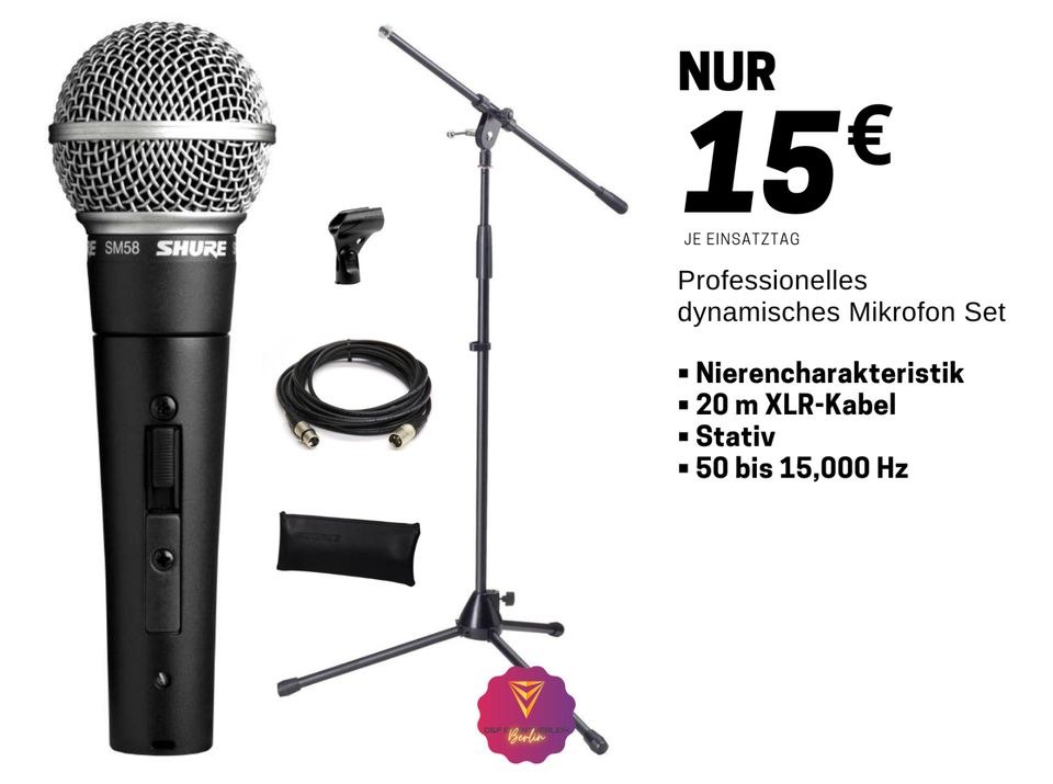 Mikrofon Shure SM 58 57 Mic dynamisch Set N mieten in Treptow