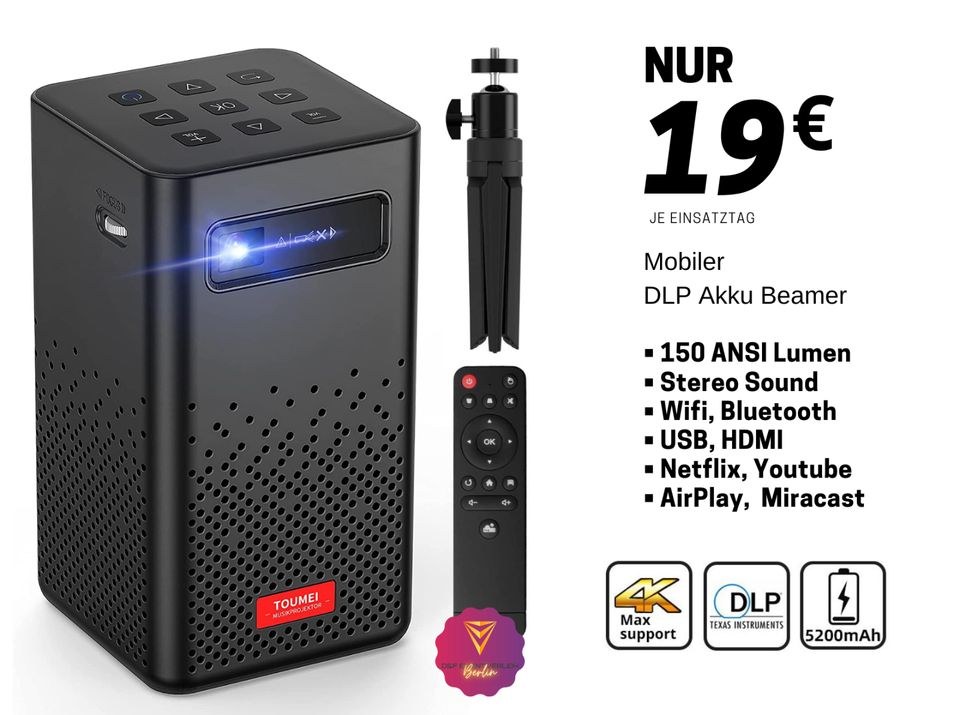 DLP Beamer Akku Bluetooth Box N mieten in Treptow
