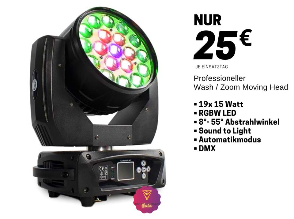 Moving Head Wash Zoom 19x 15 Watt N mieten in Treptow
