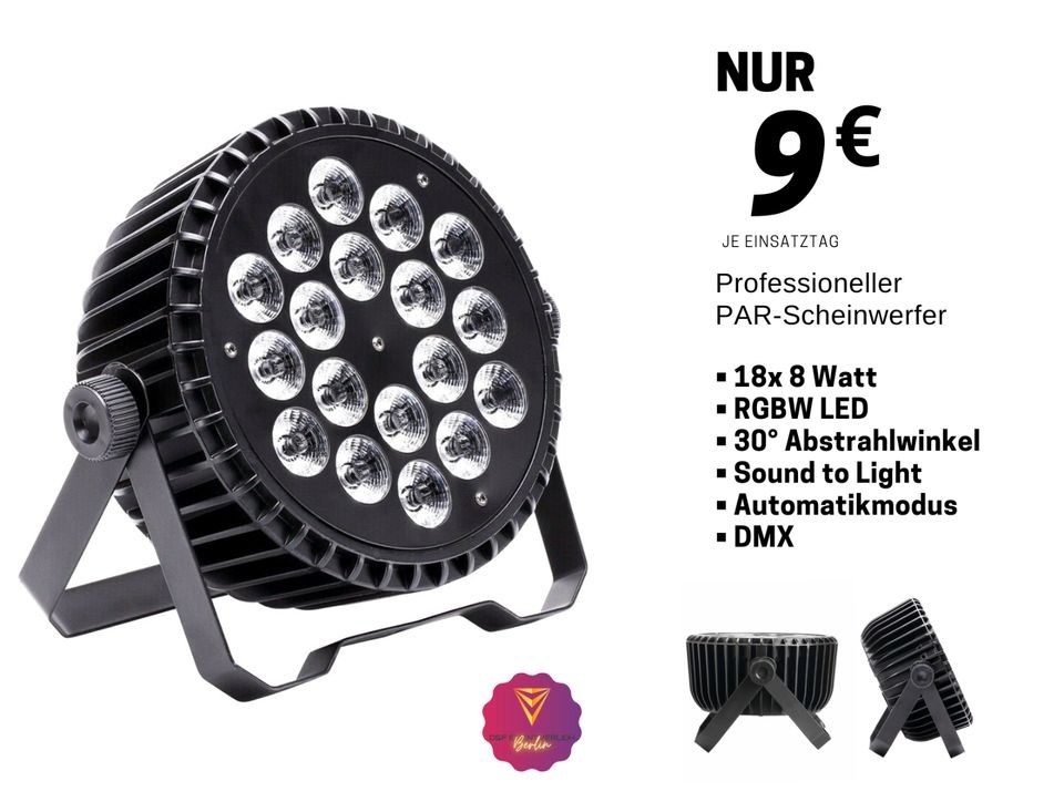 LED FLAT PAR Scheinwerfer 18x 8 Watt N mieten in Treptow