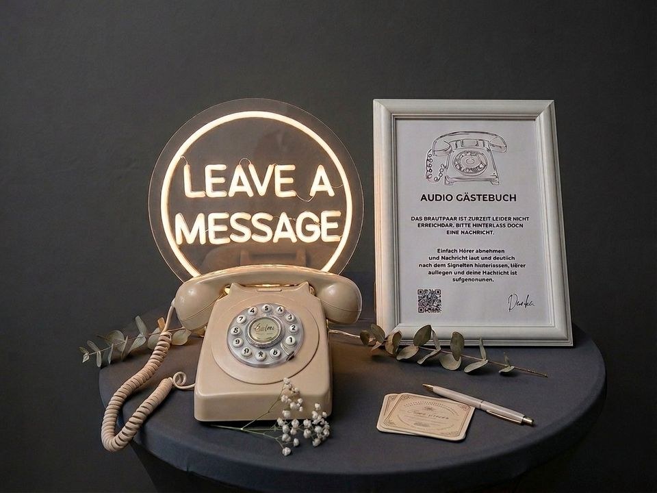Audio Gästebuch Leuchtschild Hochzeitstelefon mieten