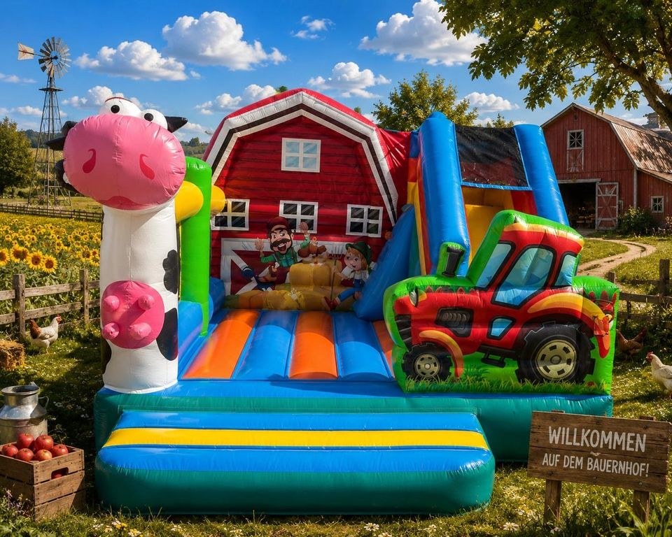 Hüpfburg Bauernhof zum Kindergeburtstag mieten in Erding