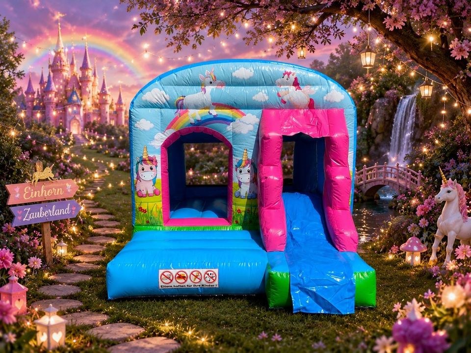 Hüpfburg kleines Einhorn Kinderparty mieten in Erding