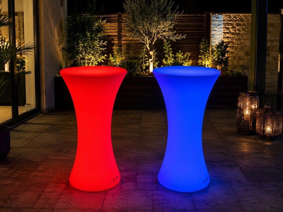 LED Bistrotisch Gartenfeier mieten in Erding – Licht für Party & Event
