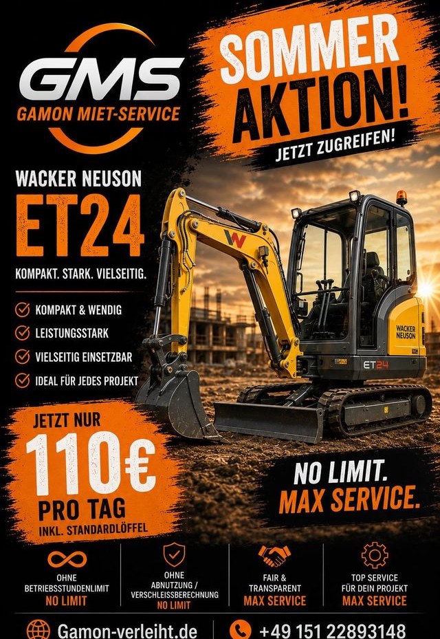 ohne Limit mieten bei Gamon Bau – für Garten, Einfahrt & Fundament