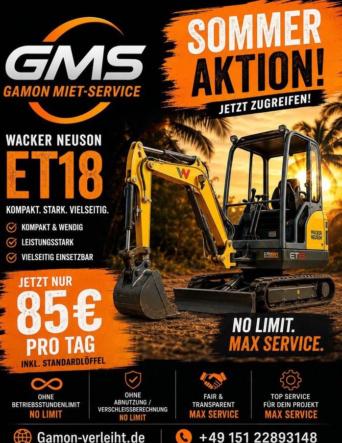 ohne Limit mieten bei Gamon Bau – für Garten, Einfahrt & Fundament