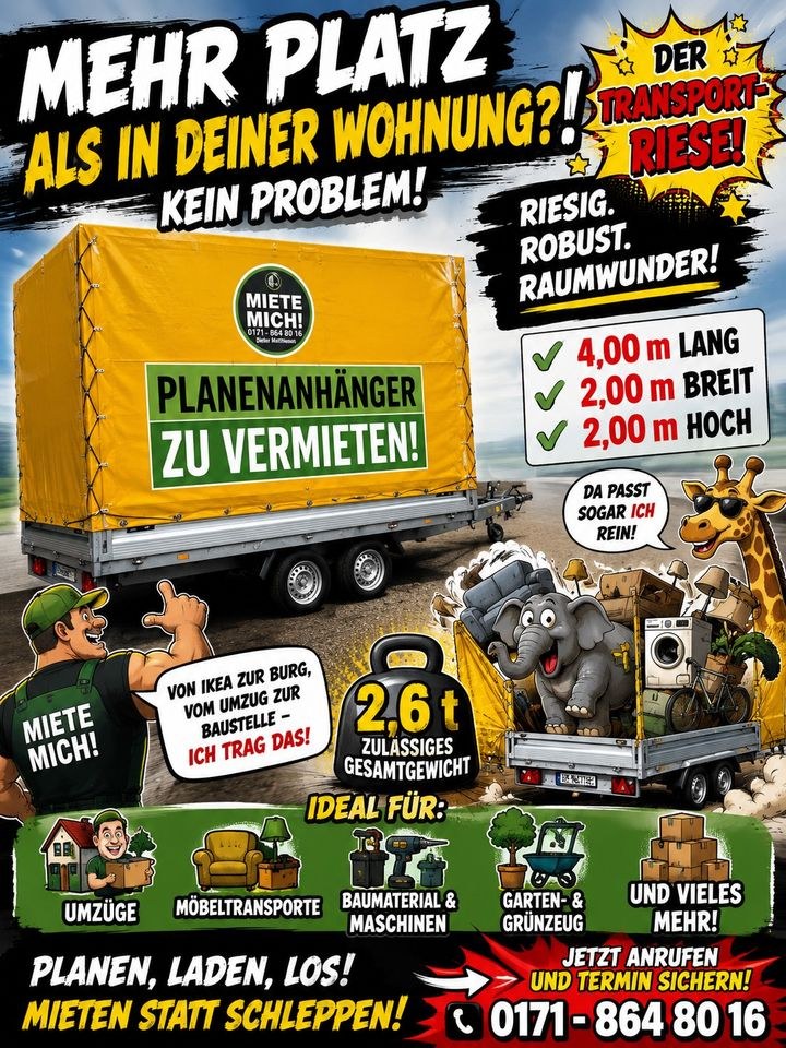 Plananhänger Transport umzugsanhänger mieten in Ladelund