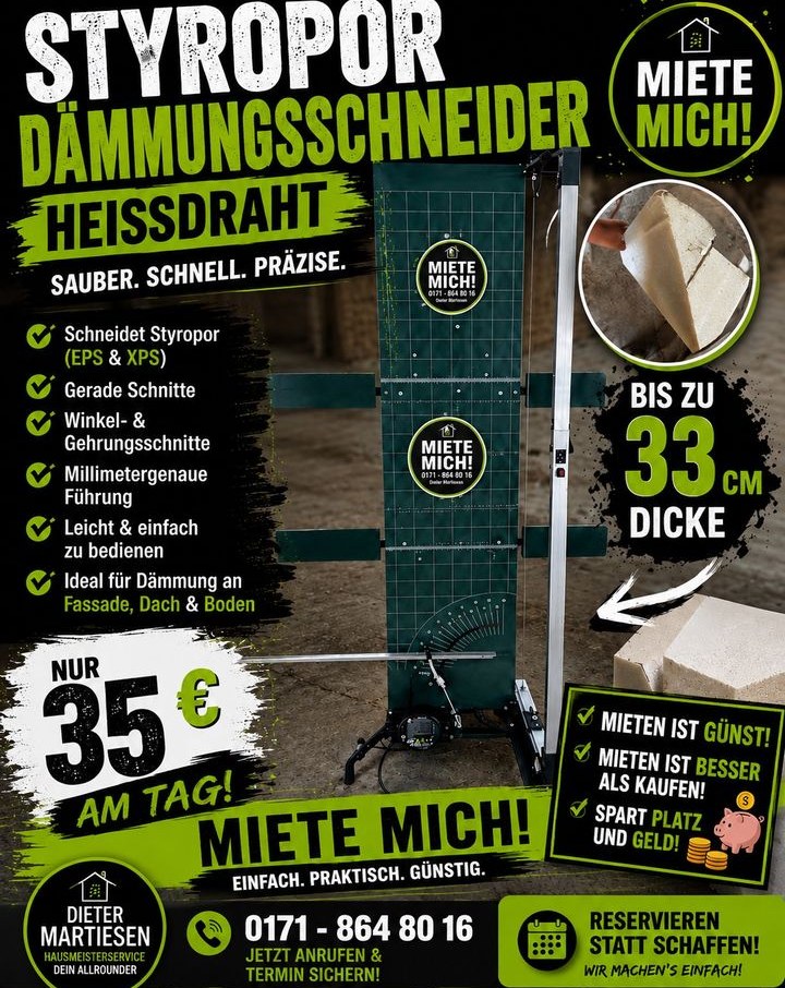 Styropor Schneider Heiß Draht mieten in Ladelund