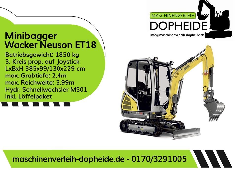 Minibagger Radlader Rüttelplatte mieten in Brockum